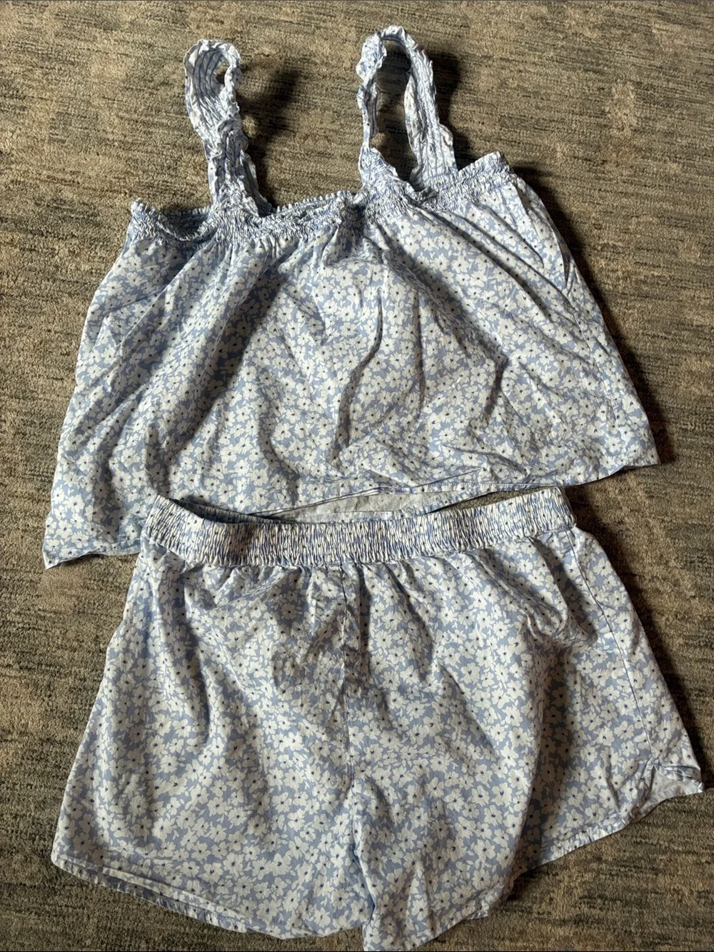 J Crew Blue Floral women’s Pajama Set - Lightweight cotton Shorts & Tank - M
